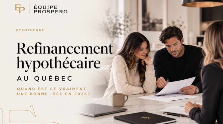 Couple discutant avec un courtier hypothécaire du refinancement de leur hypothèque au Québec.